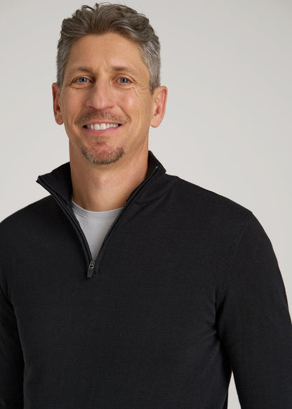 American Tall Men Everyday Quarter-Zip Sweater for Tall Men in Black