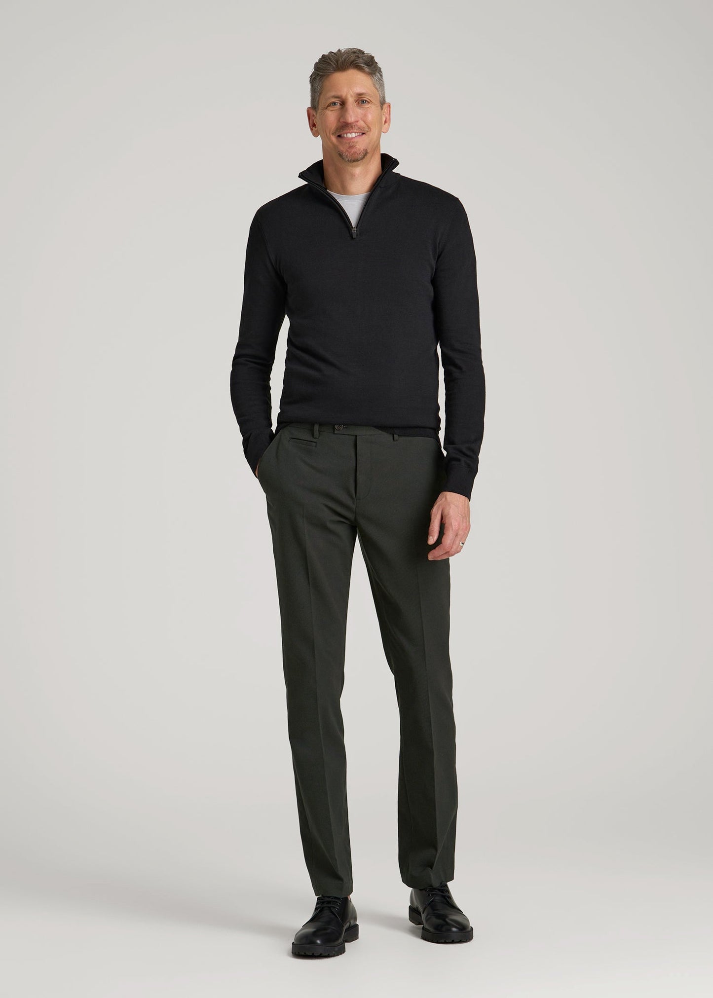 American Tall Men Everyday Quarter-Zip Sweater for Tall Men in Black