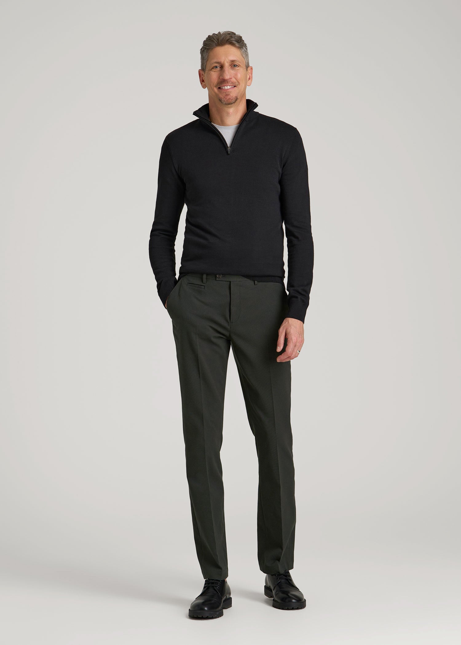 American Tall Men Everyday Quarter-Zip Sweater for Tall Men in Black