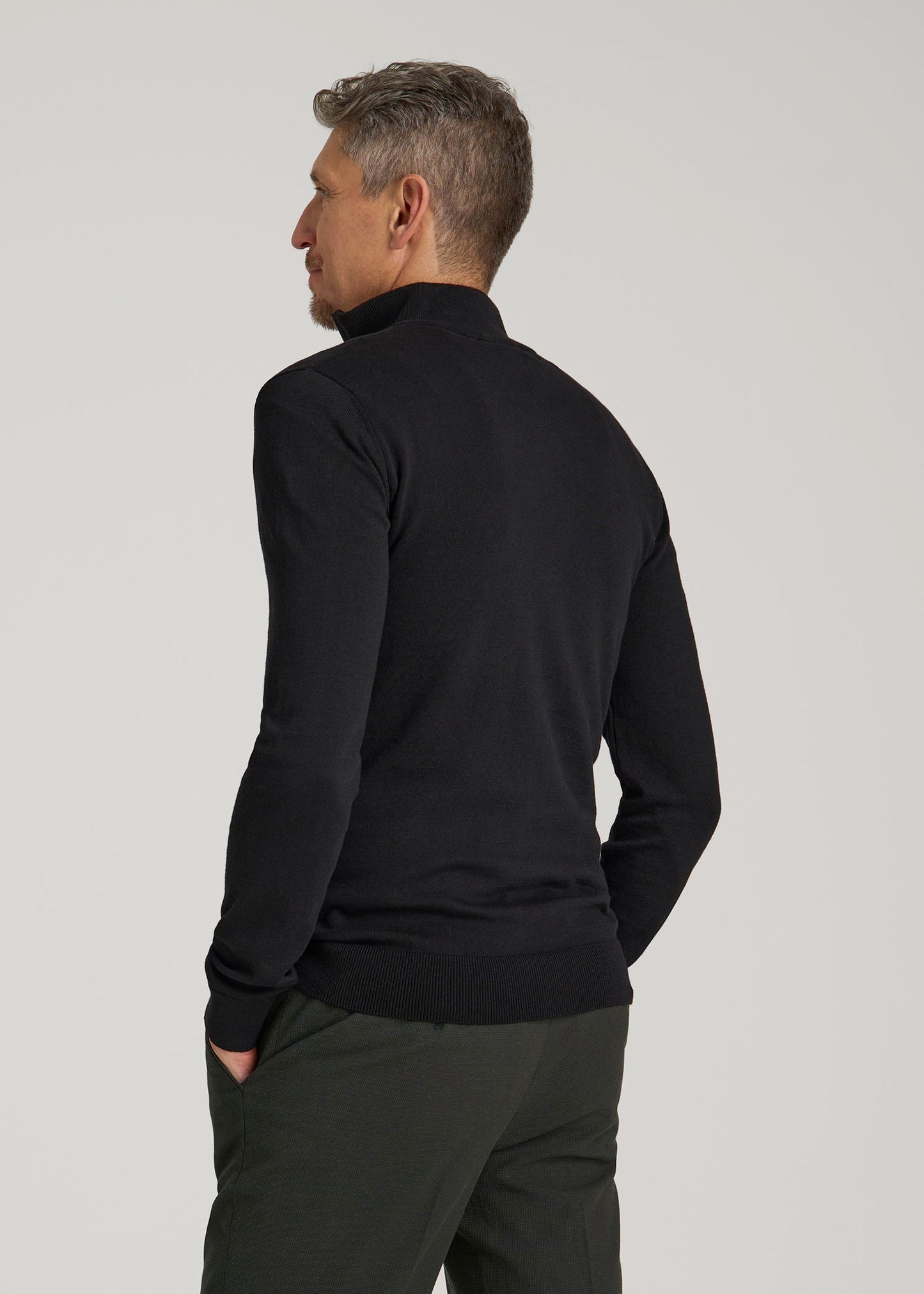 American Tall Men Everyday Quarter-Zip Sweater for Tall Men in Black