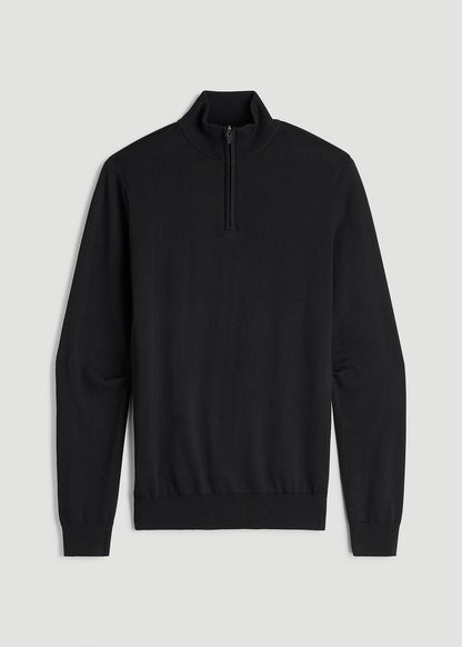 American Tall Men Everyday Quarter-Zip Sweater for Tall Men in Black