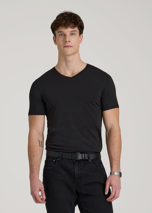 American Tall Men The Essential Slim Fit V-Neck Tee for Tall Men in Black