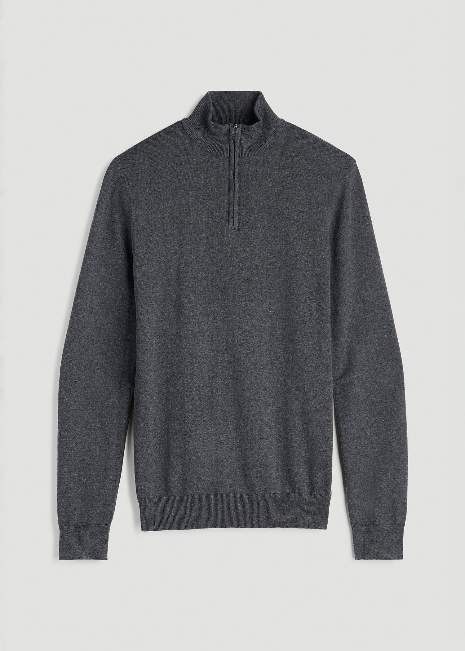 American Tall Men Everyday Quarter-Zip Sweater for Tall Men in Charcoal Mix