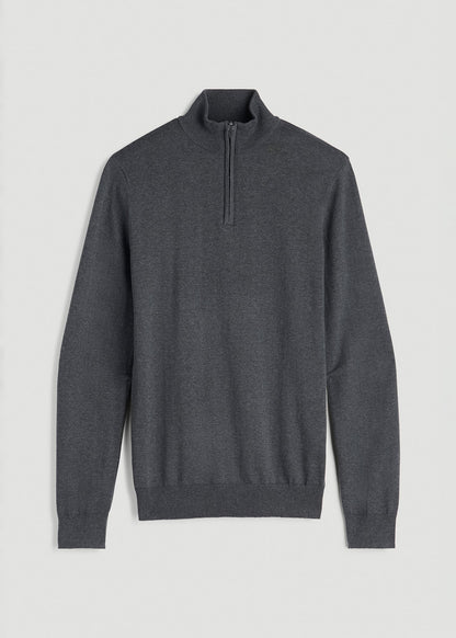 American Tall Men Everyday Quarter-Zip Sweater for Tall Men in Charcoal Mix