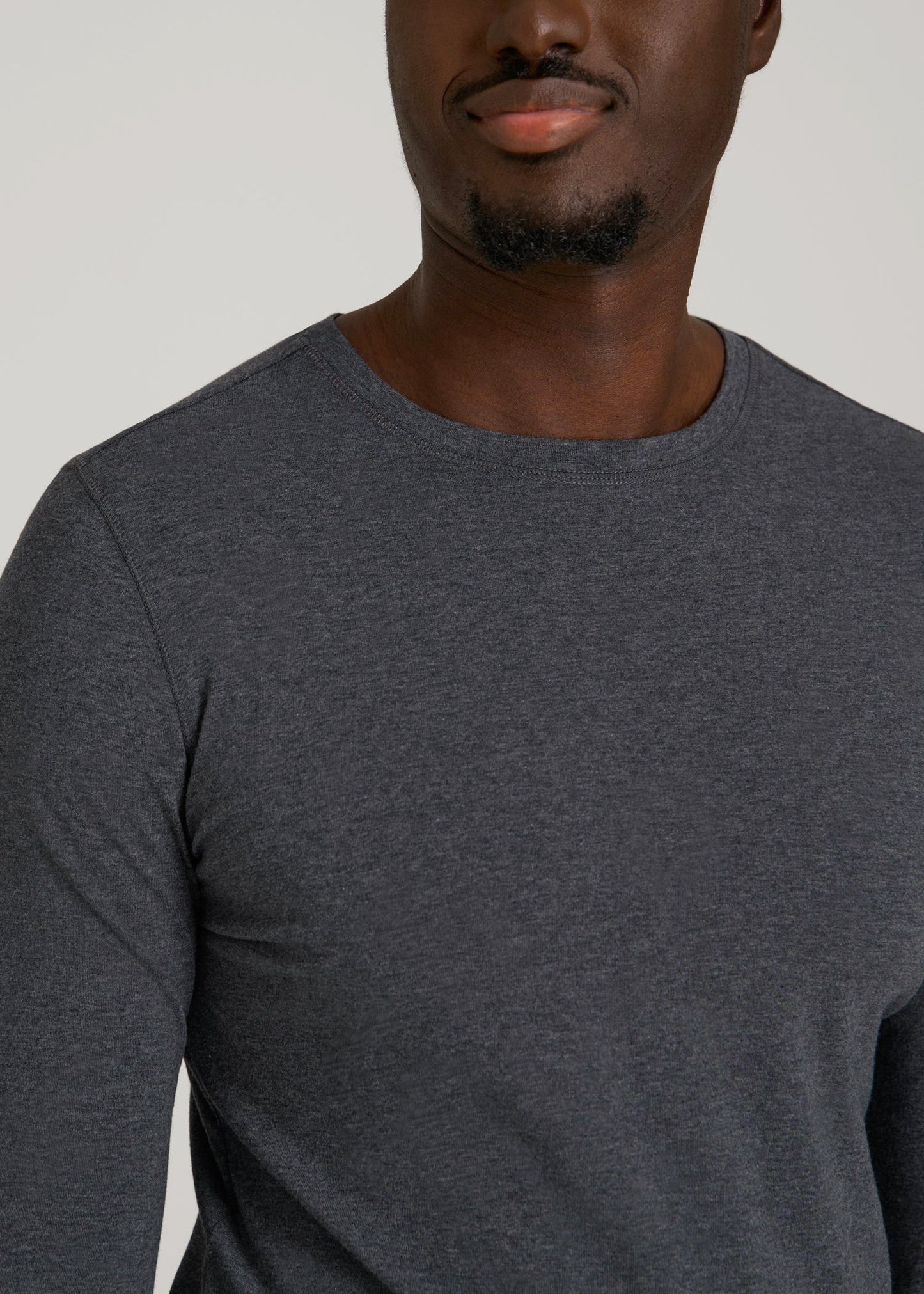 American Tall Men The Essential Slim Fit Long Sleeve Tee for Tall Men in Charcoal Mix