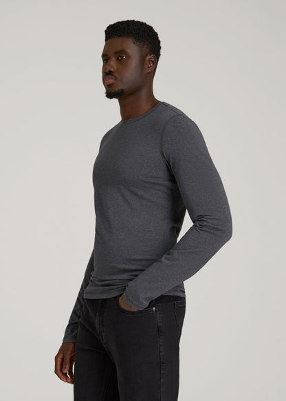 American Tall Men The Essential Slim Fit Long Sleeve Tee for Tall Men in Charcoal Mix