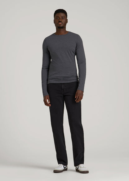 American Tall Men The Essential Slim Fit Long Sleeve Tee for Tall Men in Charcoal Mix