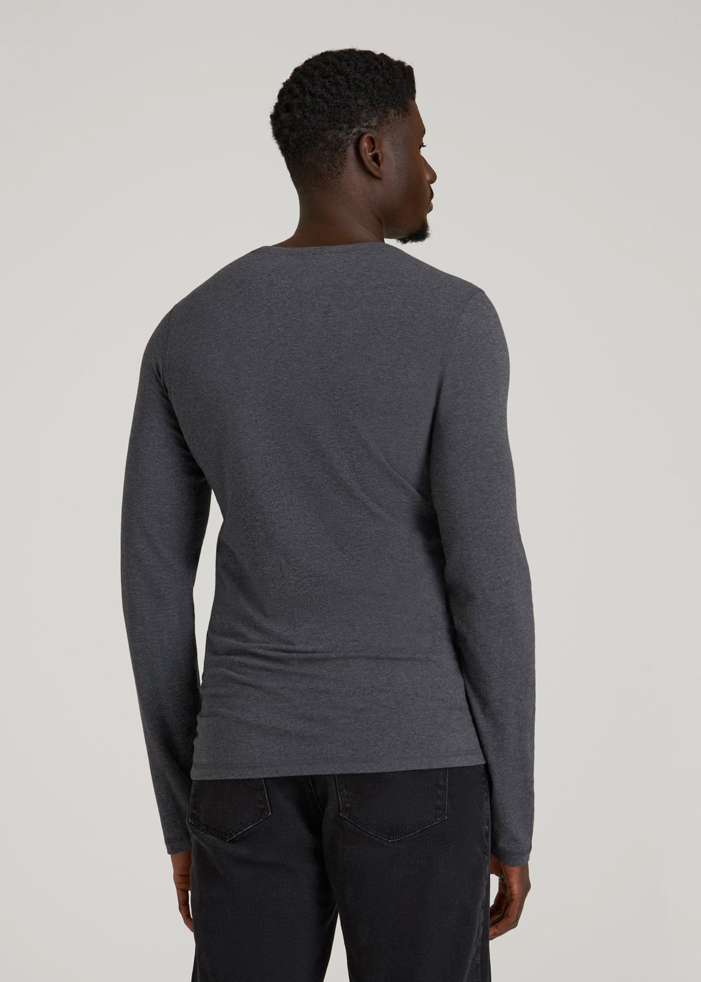 American Tall Men The Essential Slim Fit Long Sleeve Tee for Tall Men in Charcoal Mix