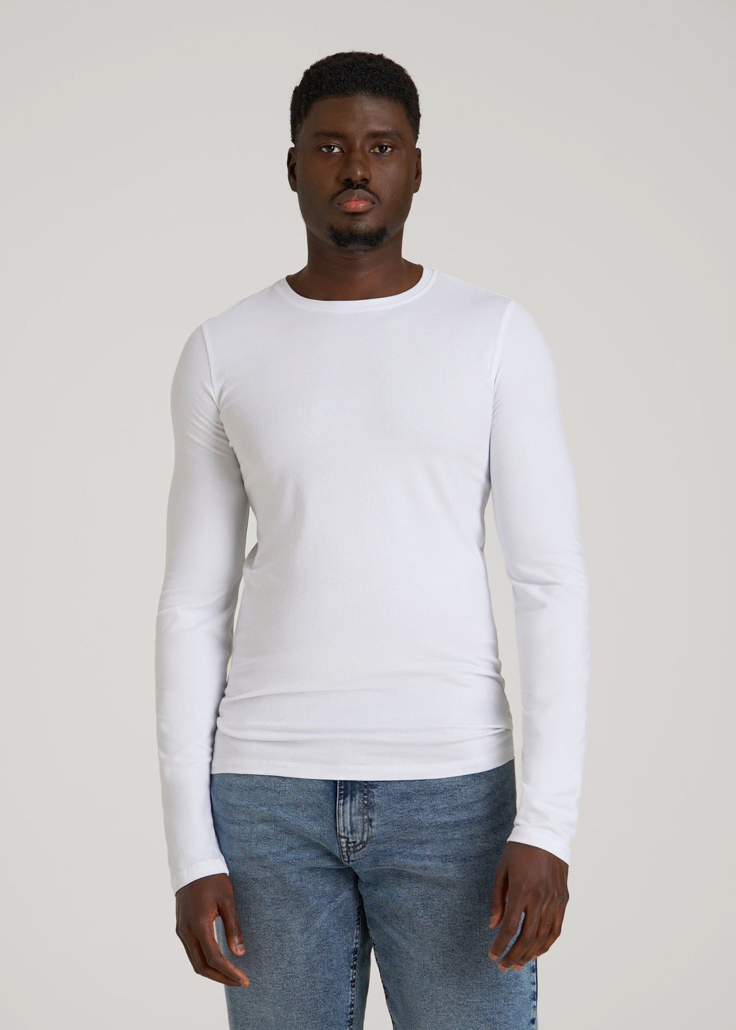 American Tall Men The Essential Slim Fit Long Sleeve Tee for Tall Men in White