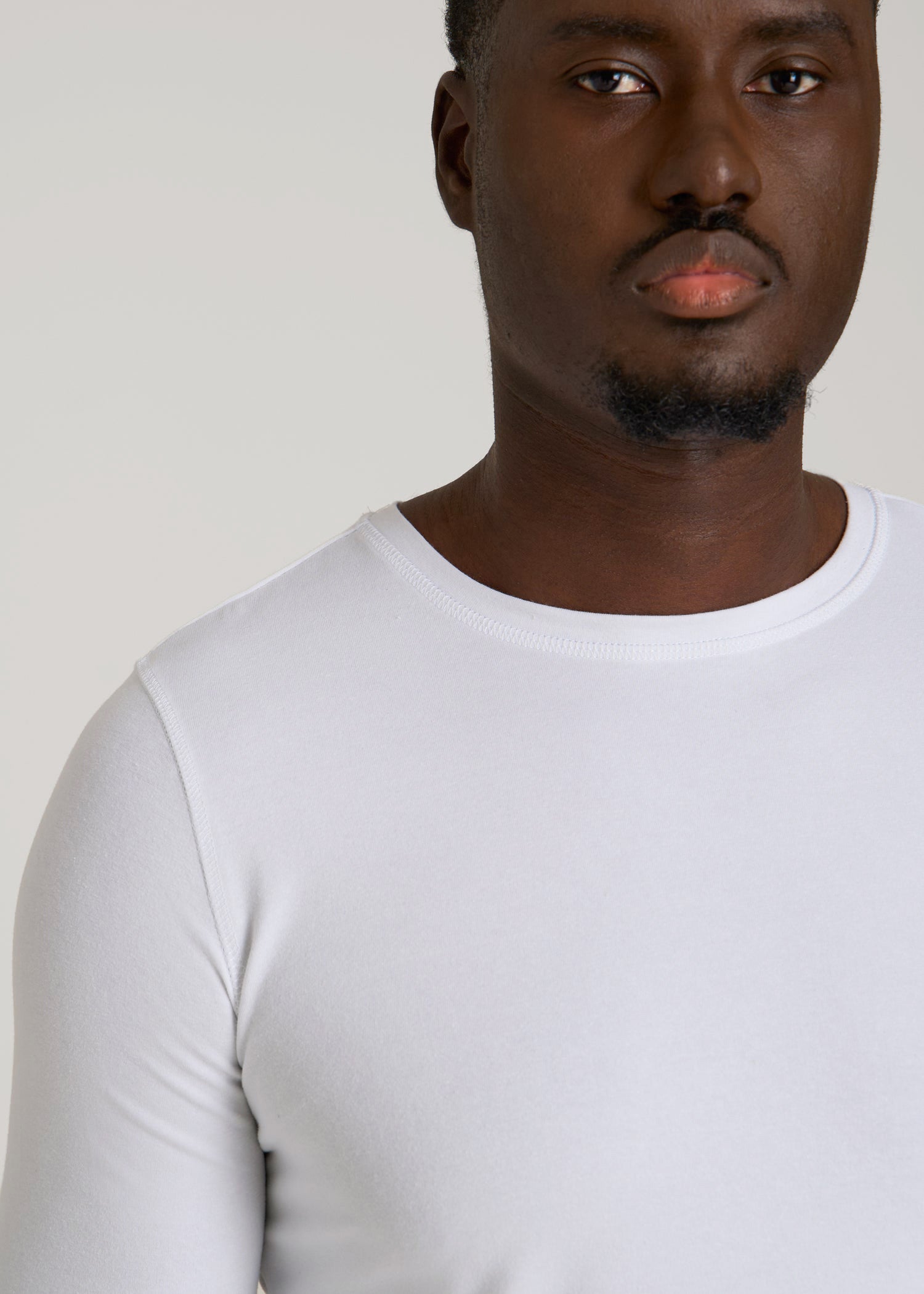 American Tall Men The Essential Slim Fit Long Sleeve Tee for Tall Men in White
