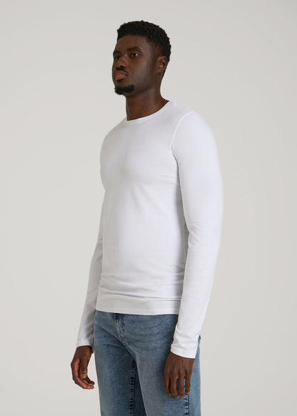 American Tall Men The Essential Slim Fit Long Sleeve Tee for Tall Men in White