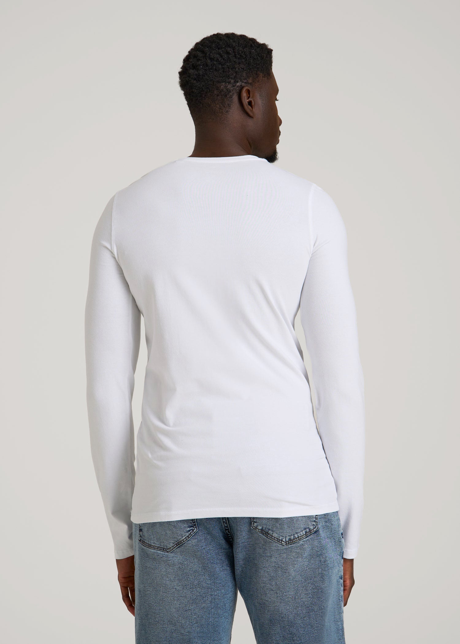 American Tall Men The Essential Slim Fit Long Sleeve Tee for Tall Men in White