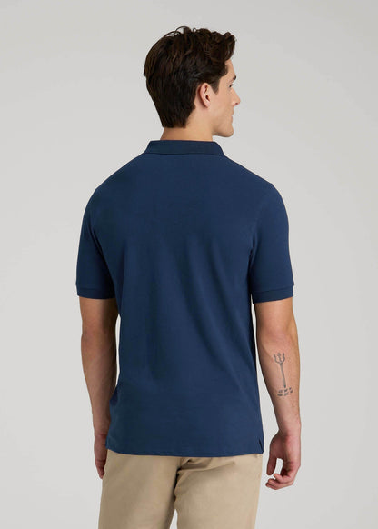 American Tall Men Classic Polo with Embroidered Logo for Tall Men in Marine Navy