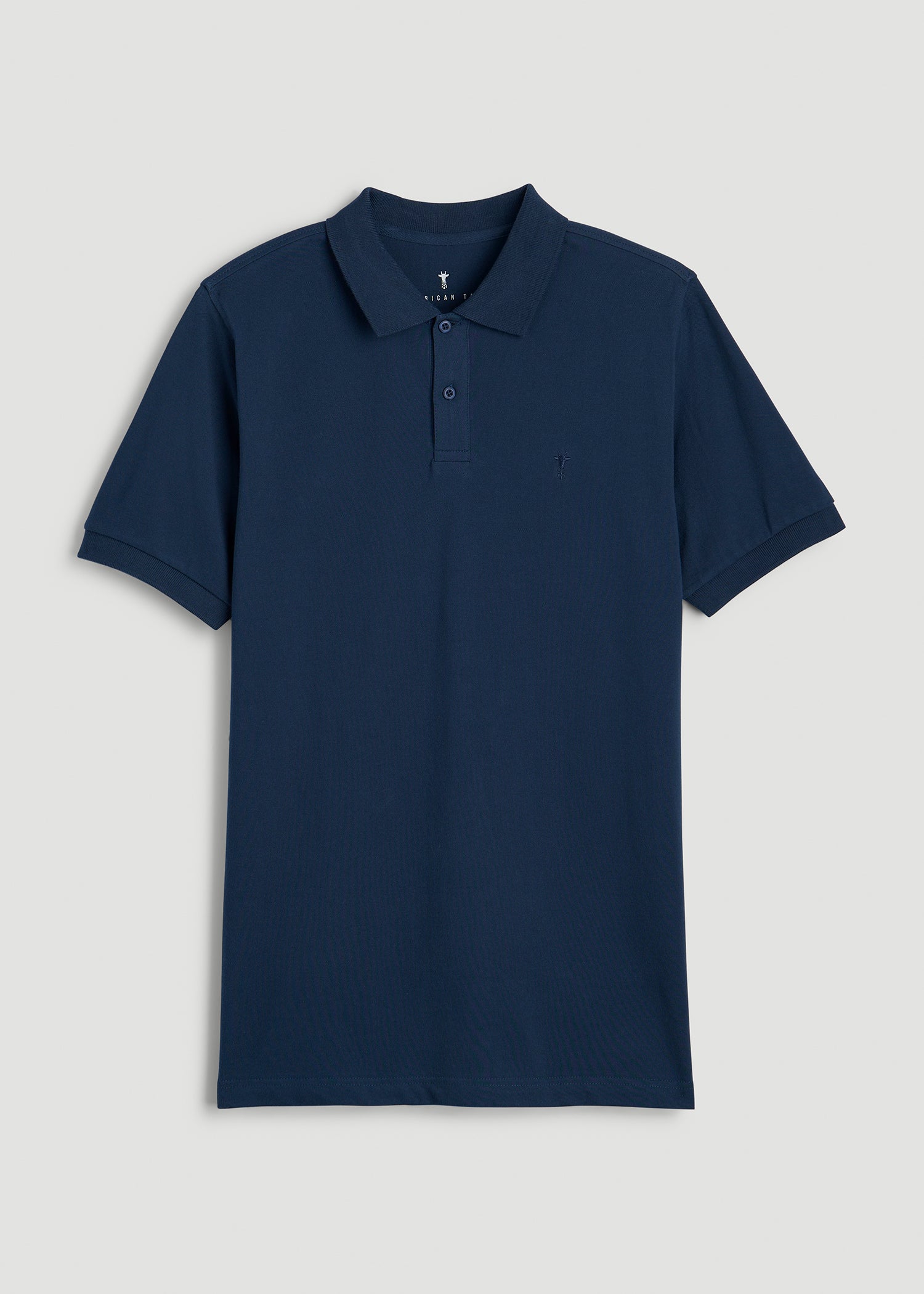 American Tall Men Classic Polo with Embroidered Logo for Tall Men in Marine Navy