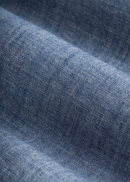 American Tall Men Short Sleeve Chambray Shirt for Tall Men in Mid Blue Chambray