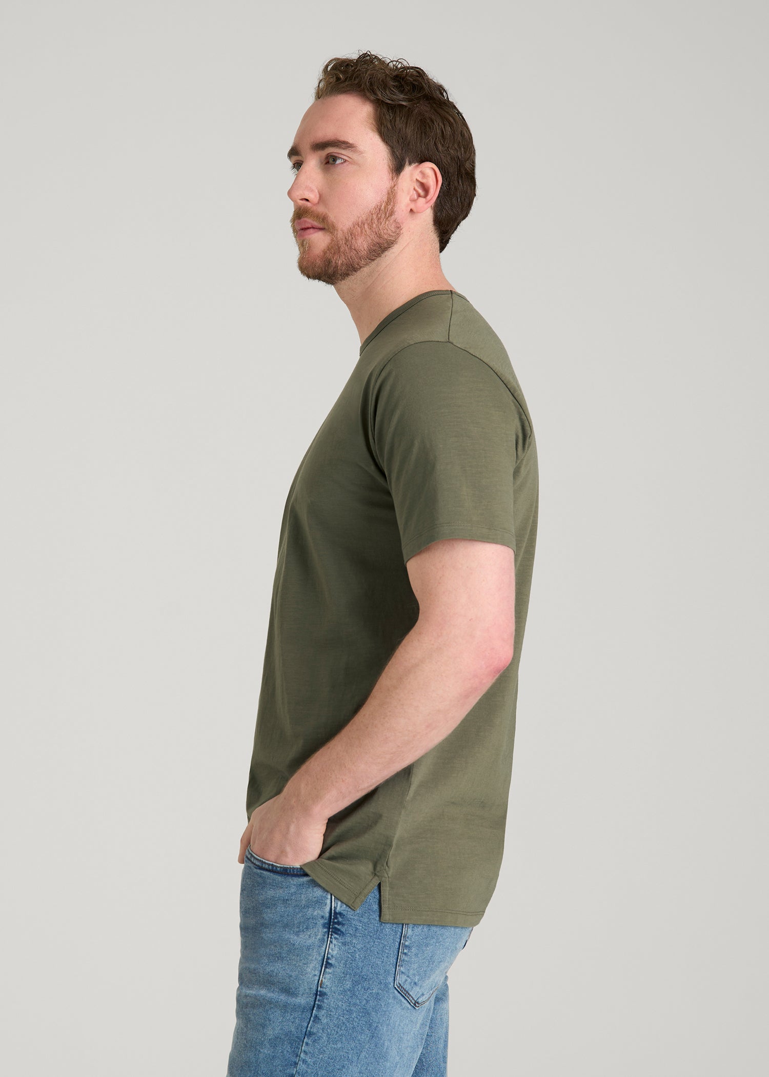 American Tall Men REGULAR-FIT Slub Tee for Tall Men in Olive