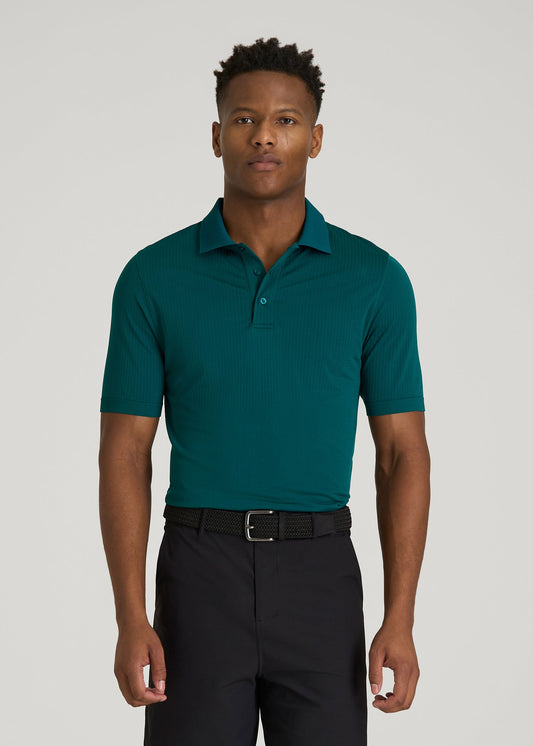 American Tall Men Performance Vented Golf Polo for Tall Men in Deep Teal