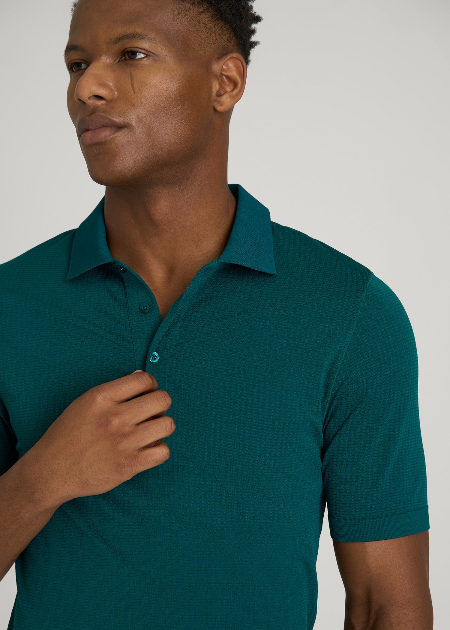 American Tall Men Performance Vented Golf Polo for Tall Men in Deep Teal