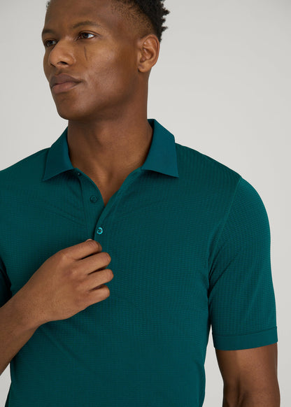 American Tall Men Performance Vented Golf Polo for Tall Men in Deep Teal