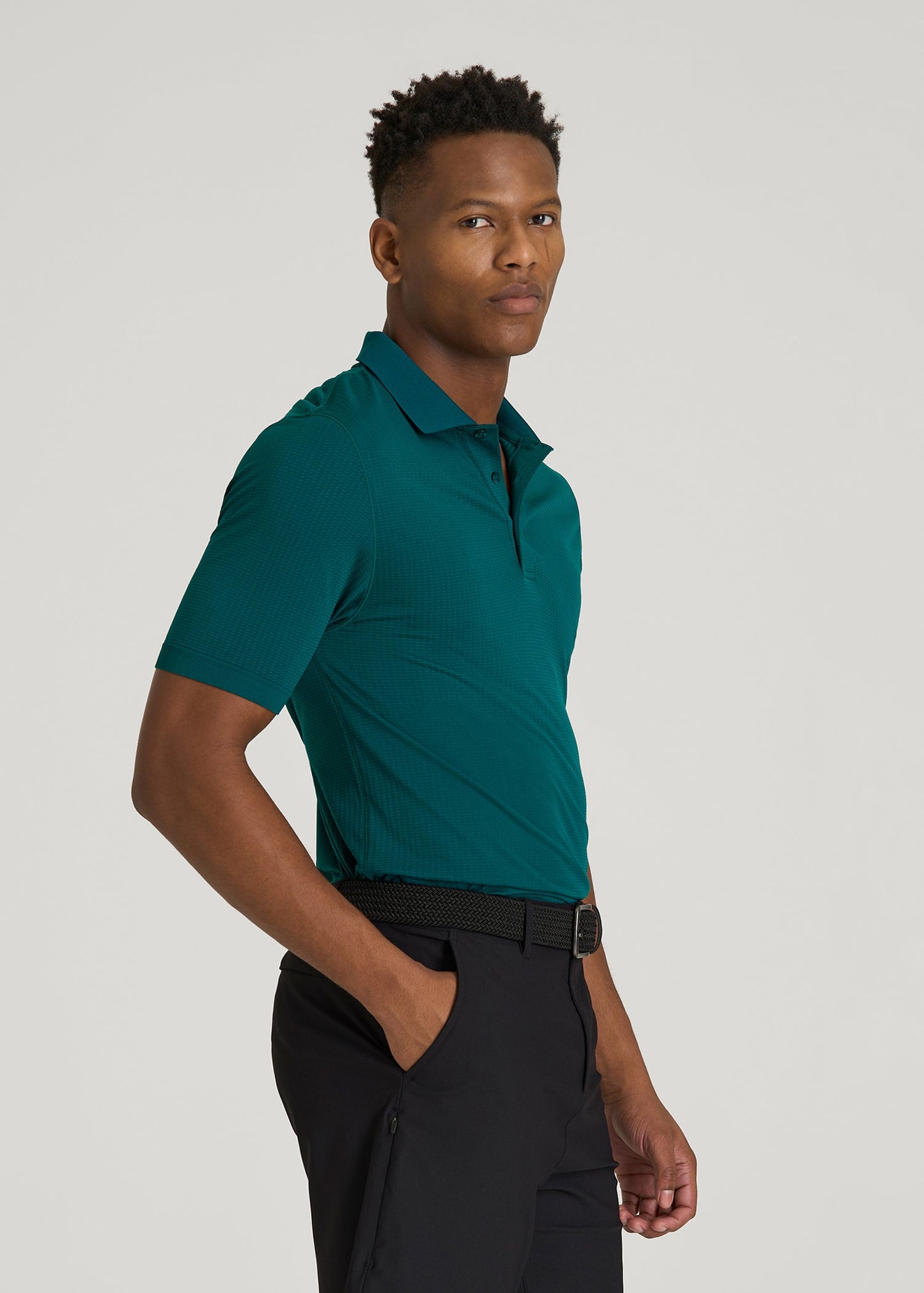 American Tall Men Performance Vented Golf Polo for Tall Men in Deep Teal
