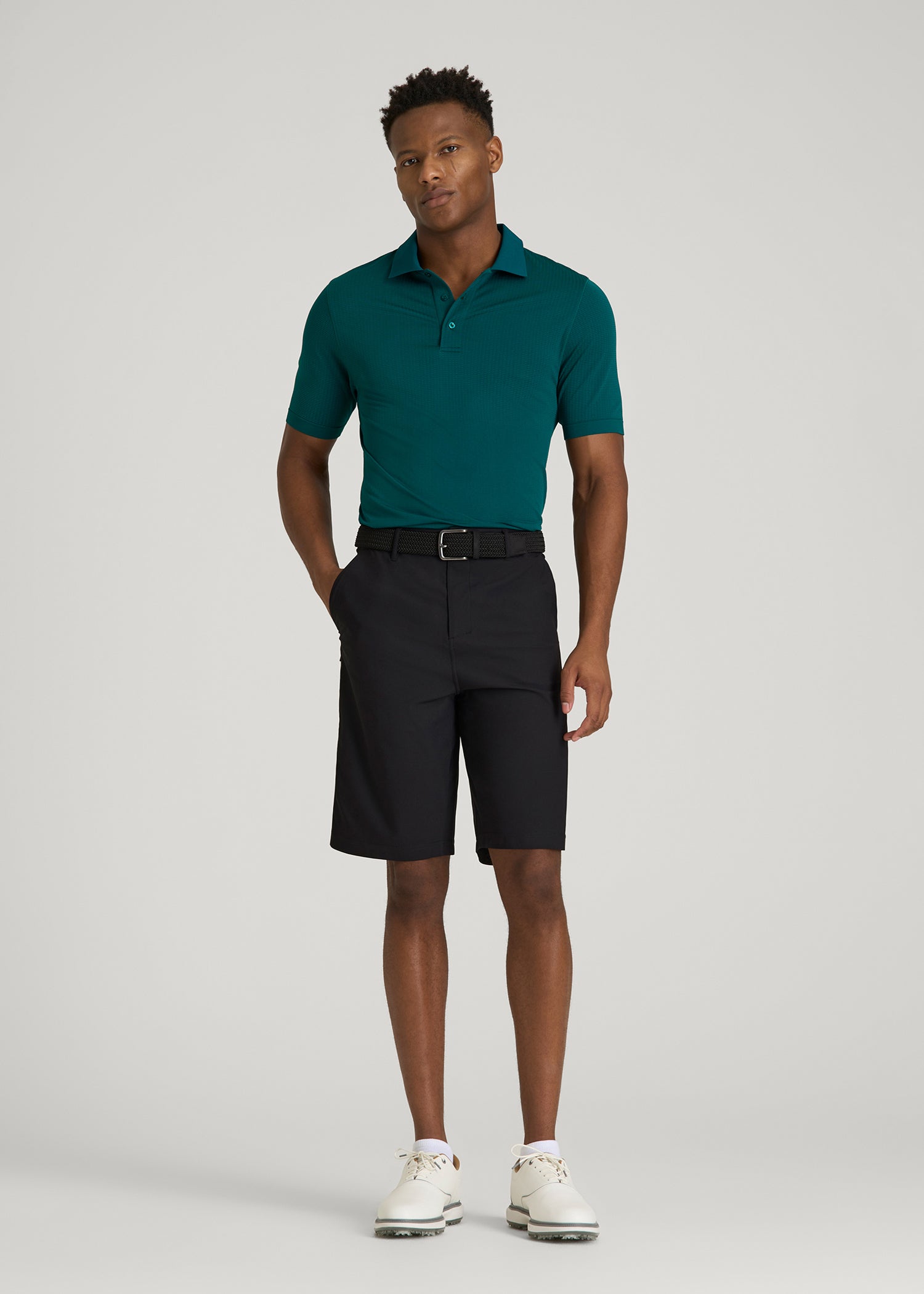 American Tall Men Performance Vented Golf Polo for Tall Men in Deep Teal