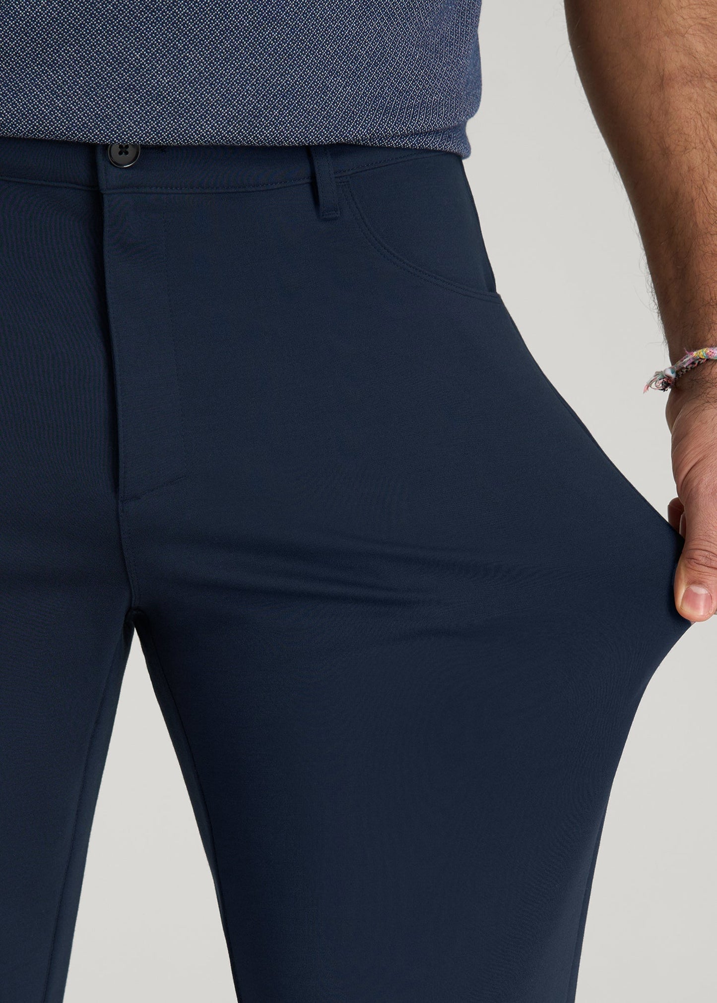 American Tall Men Soft Flex Ponte Pants for Tall Men in Navy