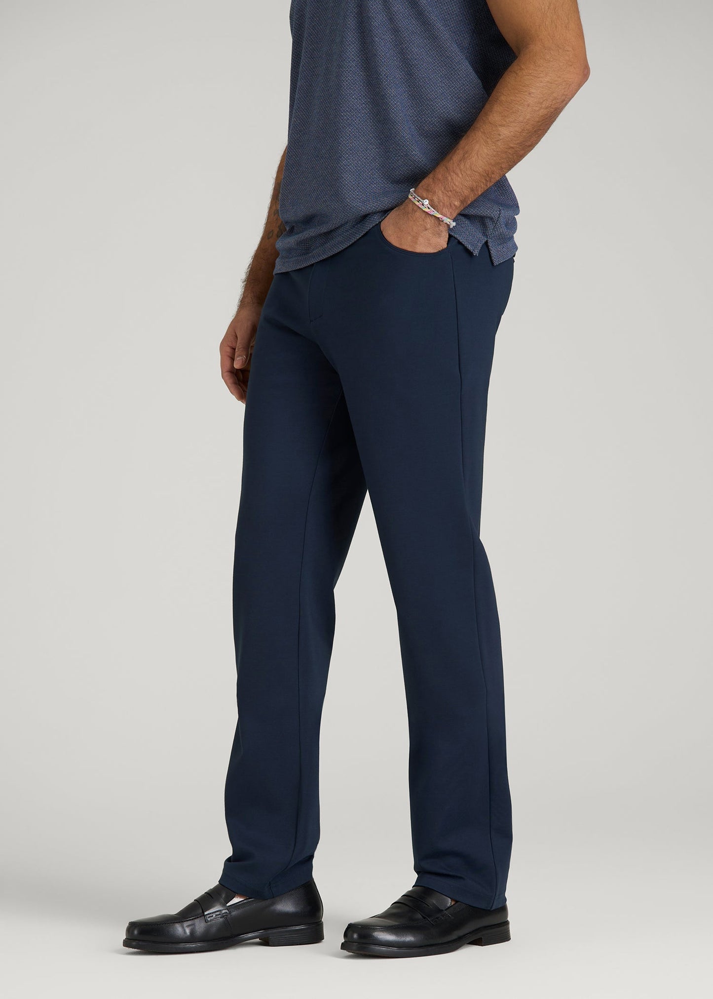 American Tall Men Soft Flex Ponte Pants for Tall Men in Navy
