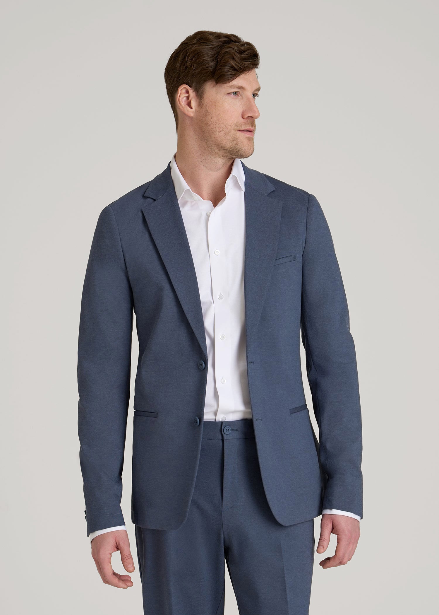 American Tall Men Flex Tech Suit Jacket for Tall Men in Medium Blue Nailhead