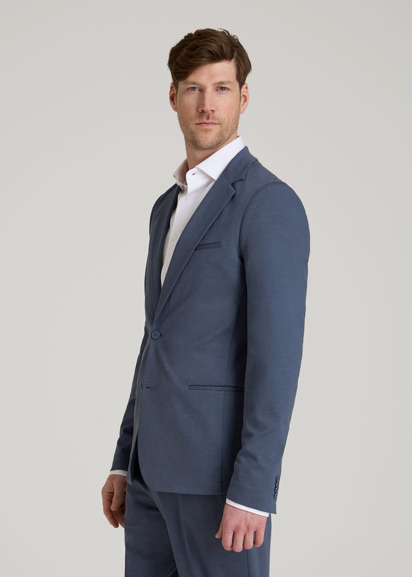 American Tall Men Flex Tech Suit Jacket for Tall Men in Medium Blue Nailhead