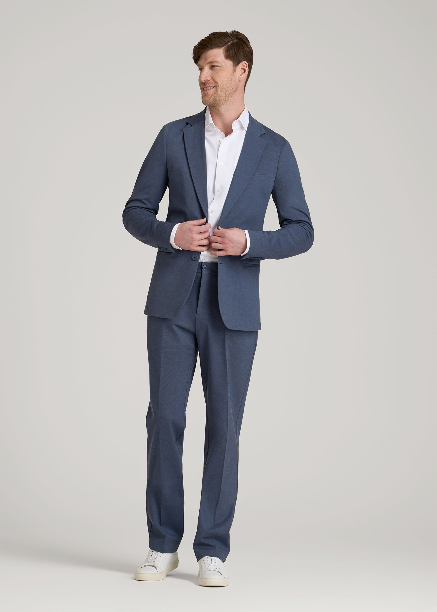 American Tall Men Flex Tech Suit Jacket for Tall Men in Medium Blue Nailhead