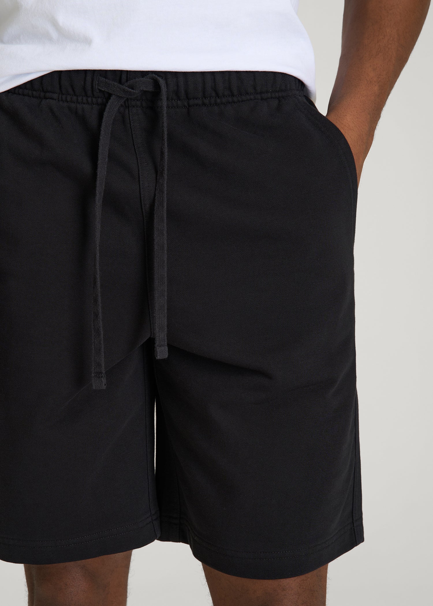 American Tall Men Everyday French Terry Shorts for Tall Men in Black