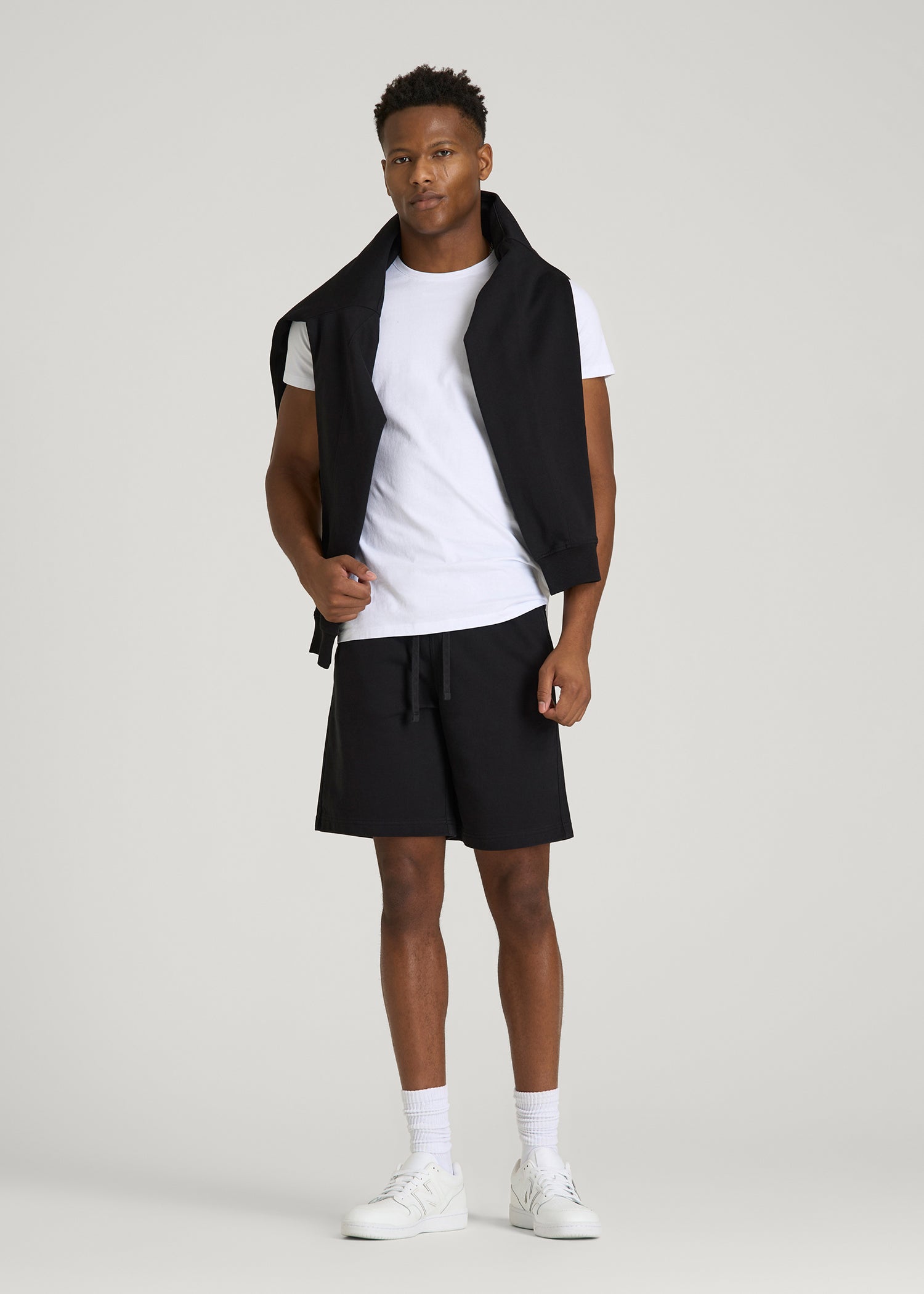 American Tall Men Everyday French Terry Shorts for Tall Men in Black