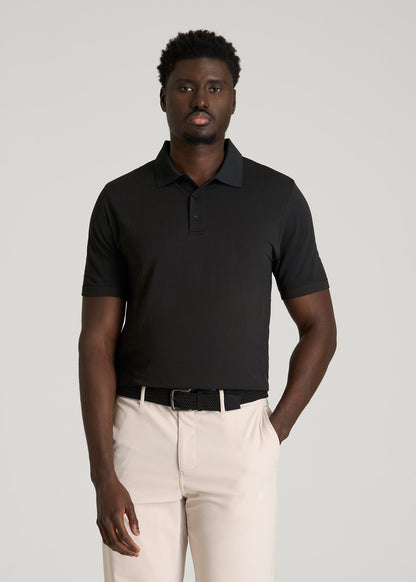 American Tall Men Performance Vented Golf Polo for Tall Men in Black