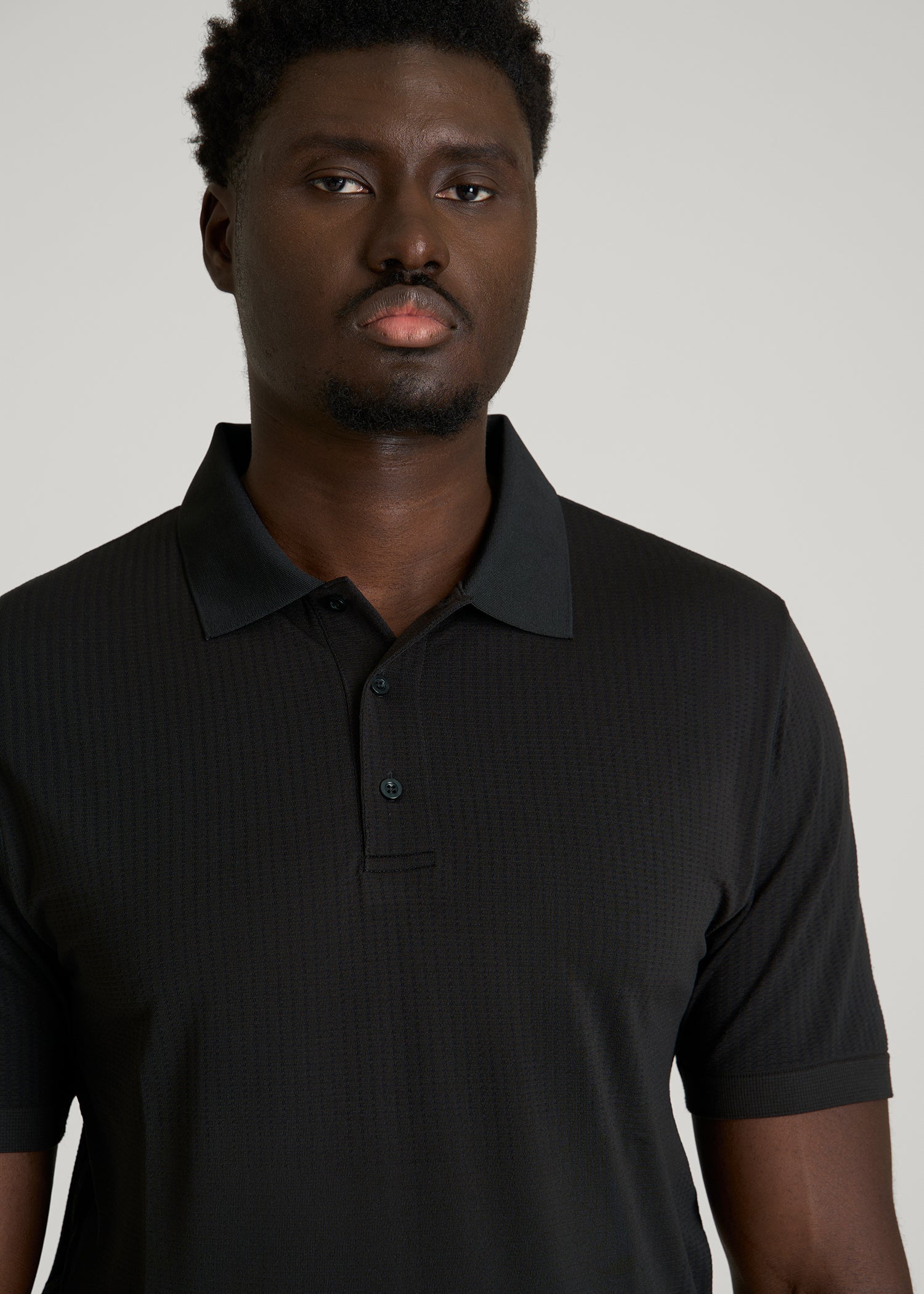 American Tall Men Performance Vented Golf Polo for Tall Men in Black