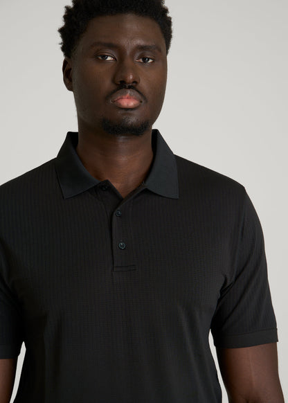 American Tall Men Performance Vented Golf Polo for Tall Men in Black