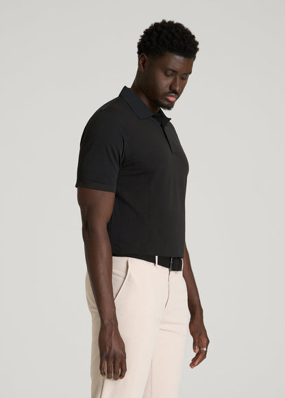 American Tall Men Performance Vented Golf Polo for Tall Men in Black