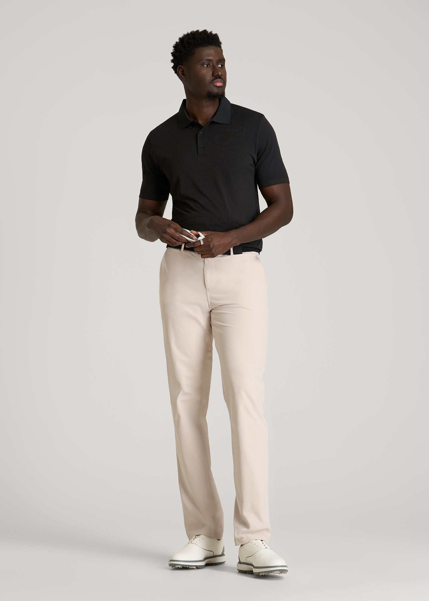 American Tall Men Performance Vented Golf Polo for Tall Men in Black