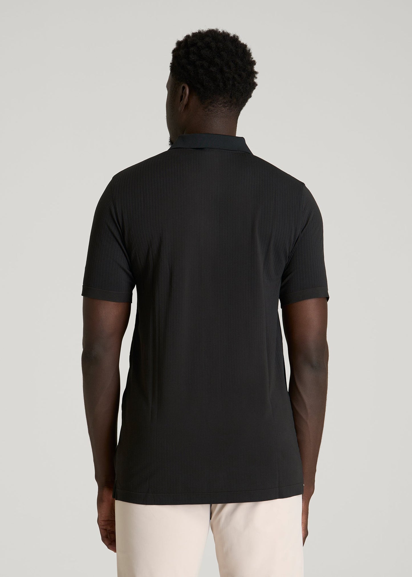 American Tall Men Performance Vented Golf Polo for Tall Men in Black