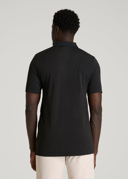 American Tall Men Performance Vented Golf Polo for Tall Men in Black
