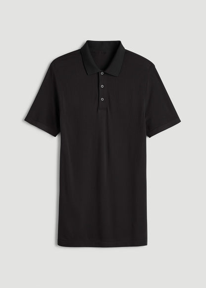 American Tall Men Performance Vented Golf Polo for Tall Men in Black
