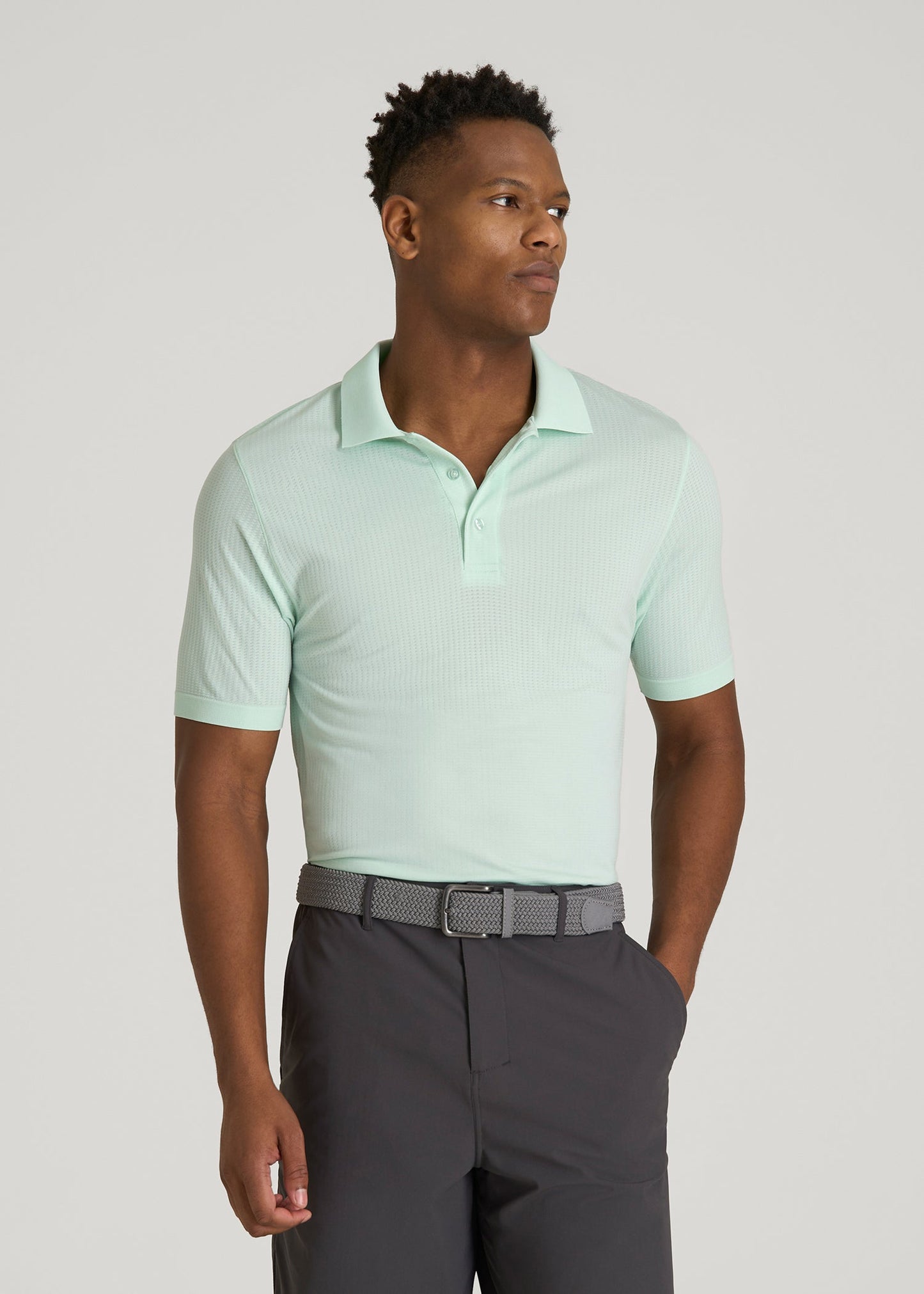 American Tall Men Performance Vented Golf Polo for Tall Men in Opal Blue