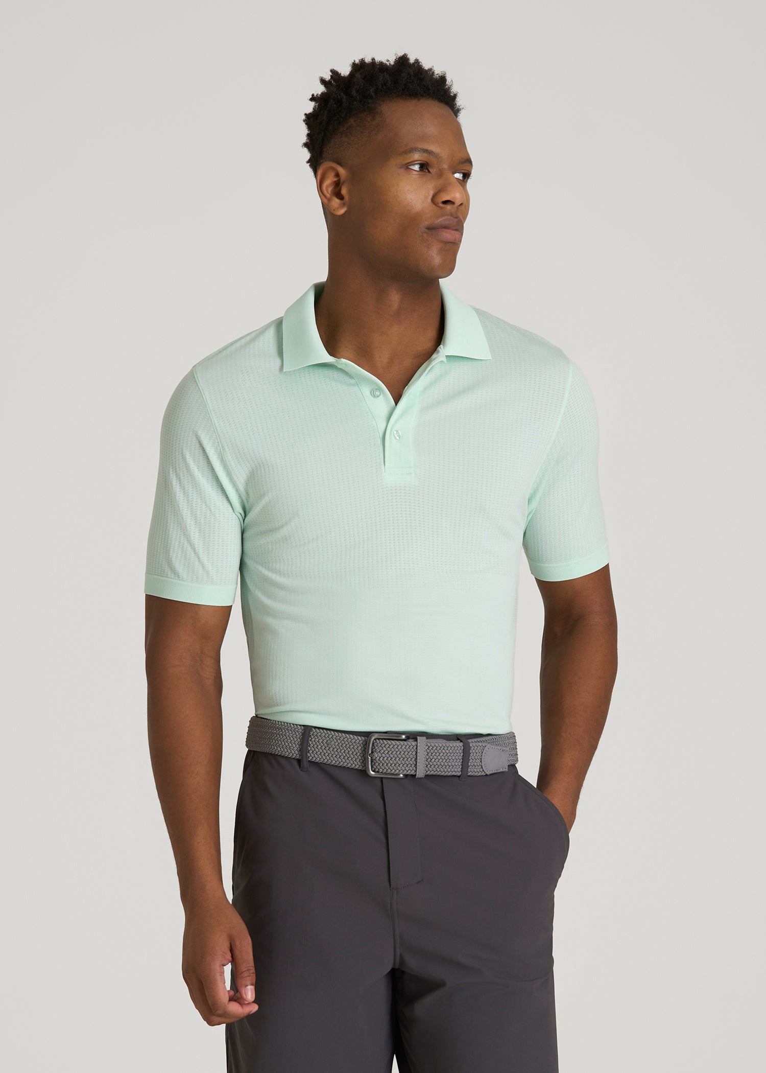 American Tall Men Performance Vented Golf Polo for Tall Men in Opal Blue