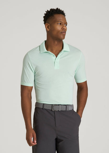 American Tall Men Performance Vented Golf Polo for Tall Men in Opal Blue