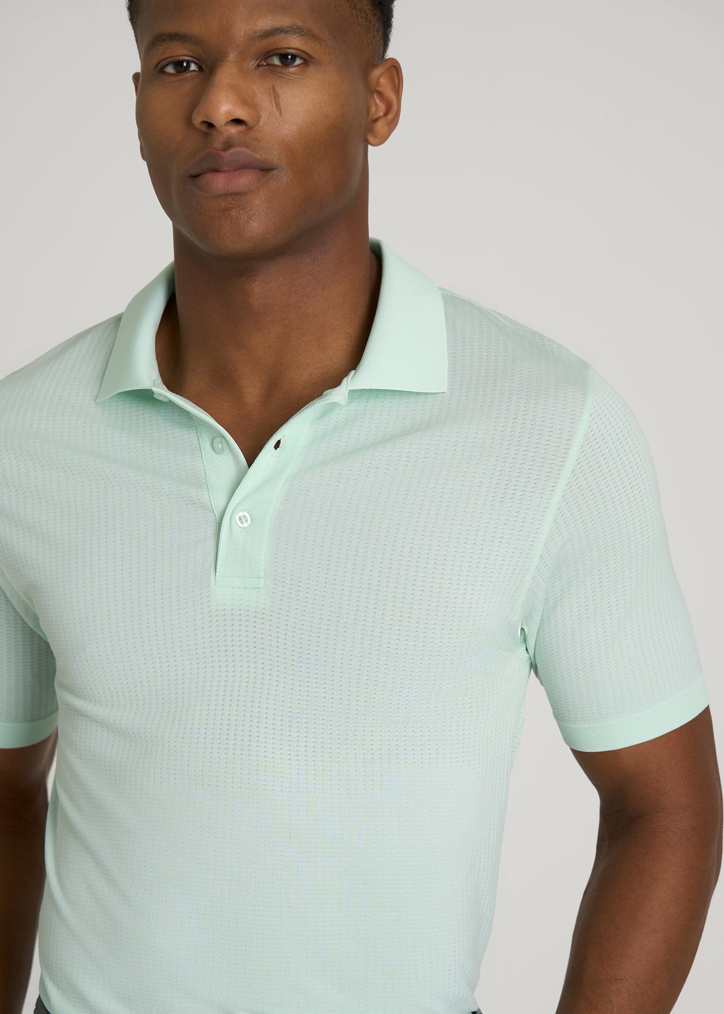 American Tall Men Performance Vented Golf Polo for Tall Men in Opal Blue