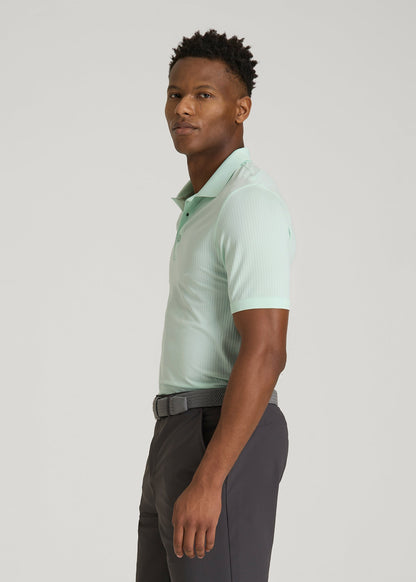 American Tall Men Performance Vented Golf Polo for Tall Men in Opal Blue