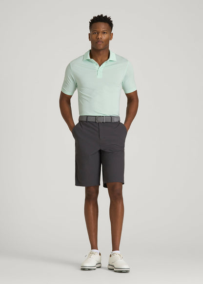 American Tall Men Performance Vented Golf Polo for Tall Men in Opal Blue