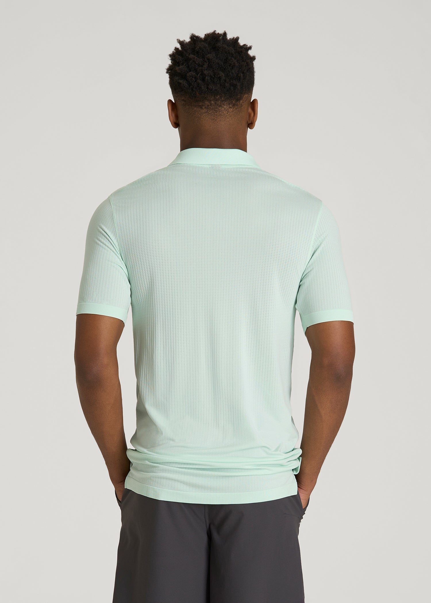 American Tall Men Performance Vented Golf Polo for Tall Men in Opal Blue