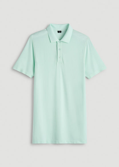 American Tall Men Performance Vented Golf Polo for Tall Men in Opal Blue