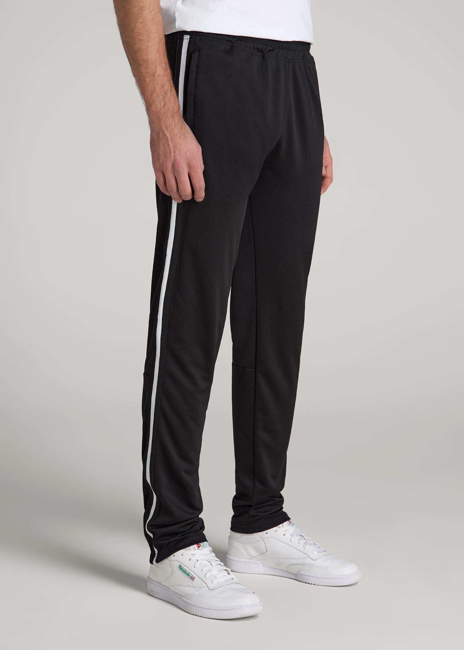 American Tall Men Athletic Stripe Pants for Tall Men in Black