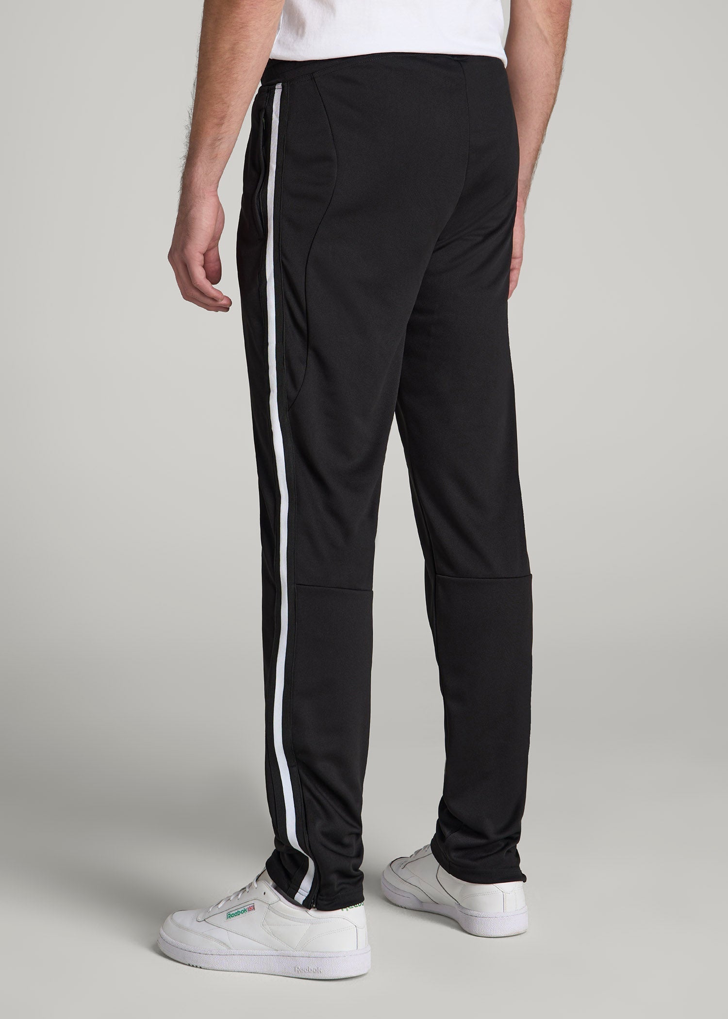 American Tall Men Athletic Stripe Pants for Tall Men in Black